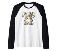 Cute Easter Rabbit for Women And Girls Easter Bunny GNOME Maglia con Maniche Raglan