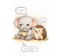 Cute Elephant and Hedgehog Graph Notebook: Kawaii Animal Meme Quad Ruled Journal 5.5x8.5 Grid Composition Book Funny Coffee Tuesday Math Paper for School