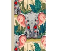 Cute Elephant in Red Bow Tie Lined Notebook - Fun Repeating Elephant Pattern on Green Tropical Background | Elephant Lover Journal | Gift for Kids, Teens & Animal Lovers | Paperback Writing Notebook