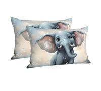 Cute Elephant Play Bubbles Federe Decorative Set 2 Lavabili Copricuscini Cerniera Invisibile Federe Decorativo per Divano Camera da Letto Giardini 40X60Cm