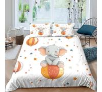 Cute elephantcopripiumino morbida microfibra 3 Pezzi stampa 3D con cerniera Cartoon circus design Set Di Copripiumino con federe per cuscini aiosa for bambini e adolescenti Super king（260x220cm）
