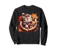 Cute Fall Cat Graphic for Cat Grandma And Autumn Kitten Mom Felpa