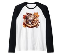 Cute Fall Cat Graphic for Cat Grandma And Autumn Kitten Mom Maglia con Maniche Raglan