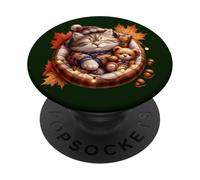 Cute Fall Cat Graphic For Cat Grandma And Autumn Kitten Mom PopSockets PopGrip Adesivo