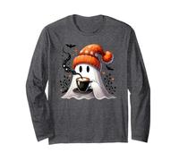Cute Fall Ghost Coffee Mug Halloween Ghost Drinking Coffee Maglia a Manica