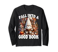 Cute Fall Into A Good Book Lover GNOME Graphic for Bookworm Maglia a Manica