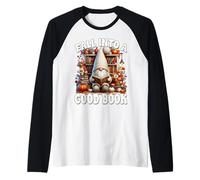 Cute Fall Into A Good Book Lover GNOME Graphic for Bookworm Maglia con Maniche Raglan