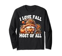Cute Fall Pumpkin GNOME for Women I Love Fall Most of all Maglia a Manica