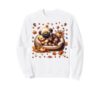 Cute Fall Puppy for Pug Mom And Dog Lover Aesthetic Autumn Felpa