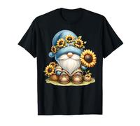 Cute Fall Sunflower Gnome Dad For Hippie Mom Floral Autumn Maglietta