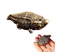 Cute Fat Copper Alligator Statue,Mini Crocodile Antique Copper Brass Tabletops Figurines,Metal Alligator Animal Sculpture,Office Home Ornament Decor Gifts (1pcs yellow, 6.7*2.1*3cm/2.6*0.8*1.2in)