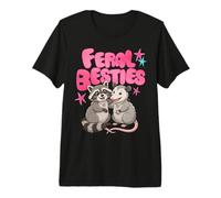 Cute Feral Besties Raccoon Opossum Art Maglietta Premium