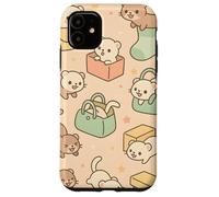 Cute Ferret Cartoon Kawaii Pastel Animal Playtime Art Custodia per iPhone 11