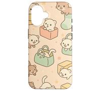 Cute Ferret Cartoon Kawaii Pastel Animal Playtime Art Custodia per iPhone 16