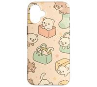Cute Ferret Cartoon Kawaii Pastel Animal Playtime Art Custodia per iPhone 16 Plus