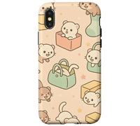 Cute Ferret Cartoon Kawaii Pastel Animal Playtime Art Custodia per iPhone X/XS