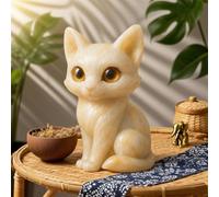 Cute Figurine Sculpture - Luxury Big-Eyed Resin SmallFox | Hand-Carved Polished Ornament | Animals Figurines for Homes Desk Bedroom Tabletop Bookshelves Mantels Display Pieces