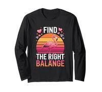 Cute Flamingo Trova Il Giusto Tramonto Balange Maglia a Manica