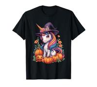 Cute Floral Unicorn Witch Halloween Matching Family Kids Maglietta