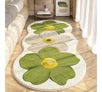 Cute Flower Bath Mat, Flower Pattern Non-Slip Washable Rugs Floor Mat, Bathroom Rugs Non Slip Washable High Absorbent Easy to Clean (Style 1-green)