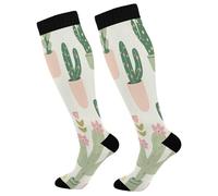 Cute Flower Cactus Calze A Compressione Calze Compressione Traspiranti Compression Socks Per Vene Varicose Circolazione Gravidanza Trekking 1 Paio 50Cm
