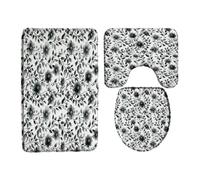 Cute Flower Leaves Botanical Modern Rustic Spring Plants Set Di Tappeti Da Bagno 3 Pezzi Antiscivolo Tappetino Da Bagno Morbida Tappeto Con Profilo A U Per Doccia Toeletta La Casa