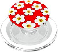 Cute Flower Sunflower Yellow Daisy Pattern on Red PopSockets PopGrip per MagSafe