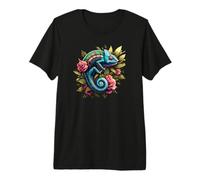 Cute Flowers Reptile Chameleon Lover Maglietta Premium