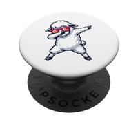 Cute Fluffy White Sheep Dabbing con occhiali da sole PopSockets PopGrip Adesivo