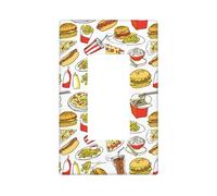 Cute Food Pizza Fries Wall Plate Covers, 1 Gang Wall Plates Standard Size 11,2 x 6,9 cm, Decorative Light Switch Cover Placca Output, Policarbonato Termoplastico