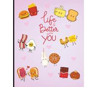 Cute Foodie Composition Notebook: Adorable food pairs journal gift with 120 wide ruled pages, 7.5 x 9.25, for Kids, Teens, Students and Adults