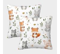 Cute Forest Animals-Watercolor Baby Pattern Federe Cuscini Per Divano Decorativa Art Fodere Cuscino Set 2 Pezzi Moderni Per Soggiorno Camera Sofà 40x40cm
