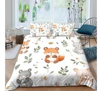 Cute forest animalsSet Di Copripiumino morbida 3 pezzi motivo 3D con cerniera Watercolor baby copripiumino con federa soffice ultra morbido e traspirante for bambini adulti ragazzi Single（140x200cm）