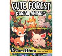 Cute Forest Kawaii Animals Coloring Book: 25+ Adorable Kawaii Animal Illustrations with Full Page Nature Scenery - For Adults & Teens Relaxation