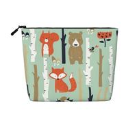 Cute Fox Bear Bird Bunny Tree Print Makeup Bag Borsa cosmetica per le donne Grande Capacità Viaggio Makeup Bag Zipper Pouch