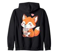 Cute Fox Bubble Tea Kawaii Anime Volpi Amanti Ragazze Felpa con Cappuccio