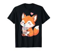 Cute Fox Bubble Tea Kawaii Anime Volpi Amanti Ragazze Maglietta