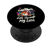 Cute Fox Camera Lens Photography - Life Through My Lens PopSockets PopGrip Adesivo