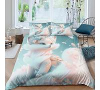 cute fox charactercopripiumino morbida microfibra Set di 3 Pezzi stampa 3D cerniera nascosta fantasy art style Set Di Copripiumino incluso federe per cuscini aiosa for adulti Single（140x200cm）