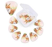 Cute Fox - Confezione da 12 plettri per chitarra con scatola organizer, 0,46 0,71 0,96 mm, include spessore sottile, medio pesante, plettri astratti per chitarra elettrica, ukulele, basso