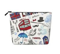 Cute Fox Cosmetic Bag - Organizer da viaggio a un solo strato, grande capacità, organizer quotidiano con cerniera, Londra, Taglia unica