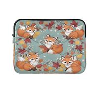 Cute Fox Grigio Trapuntato Notebook Sleeve | Manicotto per il trasporto dello zaino, corpo in poliestere multistrato con facile accesso superiore