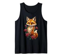 Cute Fox Roses Foresta Animale Volpe Rossa Fiori Canotta