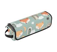 Cute Fox Sun Moon - Borsa porta attrezzi per capelli con tappetino resistente al calore, borsa organizer portatile per arricciacapelli, piastre, spazzole, fermagli e fascette per capelli