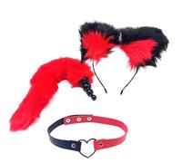 Cute Fox Tail Anal Plug Cat Ears Headbands Set Adult Games Nipple Clip Neck Collar Erotic Cosplay Sex Toys For Women(C)