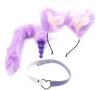 Cute Fox Tail Anal Plug Cat Ears Headbands Set Adult Games Nipple Clip Neck Collar Erotic Cosplay Sex Toys For Women(B)
