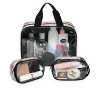 Cute Fox Travel Makeup Bag per donne e uomini, in marmo di volpe, traslucido, 3 pezzi, grande astuccio per doccia, articoli da toeletta, Colore, L, Astuccio per trucchi