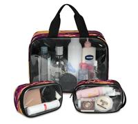 Cute Fox - Trousse da viaggio per donne e uomini, con stampa di volpe e galassia, 3 pezzi, grande, organizer per articoli da toeletta, Colore, L, Astuccio per trucchi