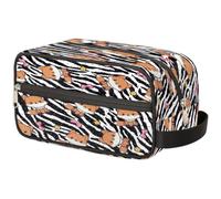Cute Fox Zebra Borsa per il trucco da viaggio per donne uomini bambini ragazze ragazzi, stampa zebra sacchetto di lavaggio borsa da toilette cosmetici articoli da toeletta organizzatore doccia borsa,