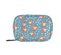 Cute Foxes Blue Dots Borsa da viaggio con scomparti staccabili Comoda custodia da viaggio borsa per medicine